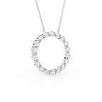 18K Circle Round Diamond Pendant — 3D VIEW