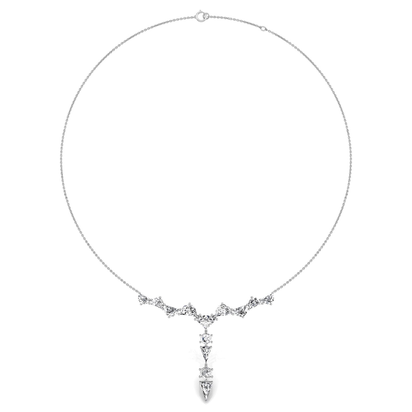 18K White Gold Teardrop Diamond Necklace — TOP