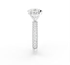 18K Oval Shoulder Set Diamond Engagement Ring — SIDE