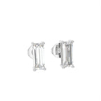 18K Baguette Solitaire Diamond Earrings — 3D VIEW