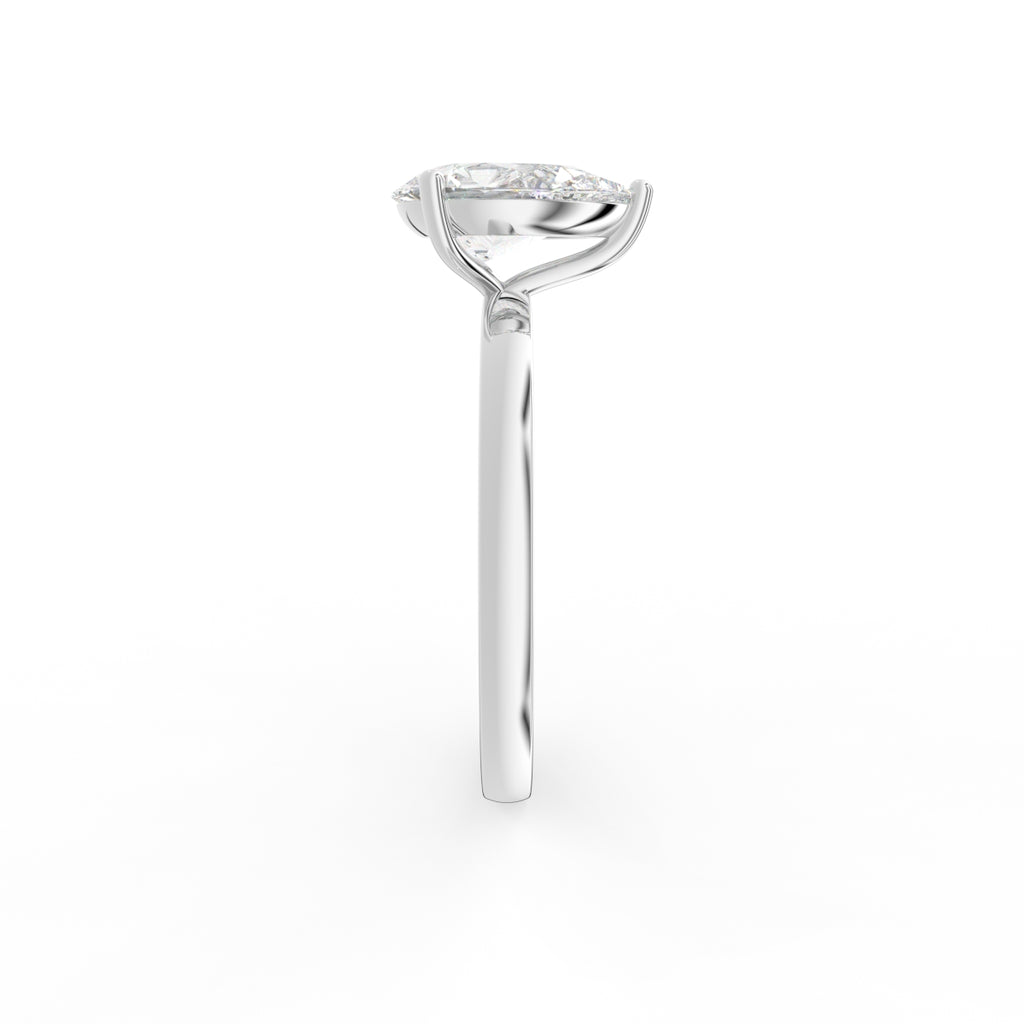 18K Solitaire Pear Diamond Engagement Ring — SIDE
