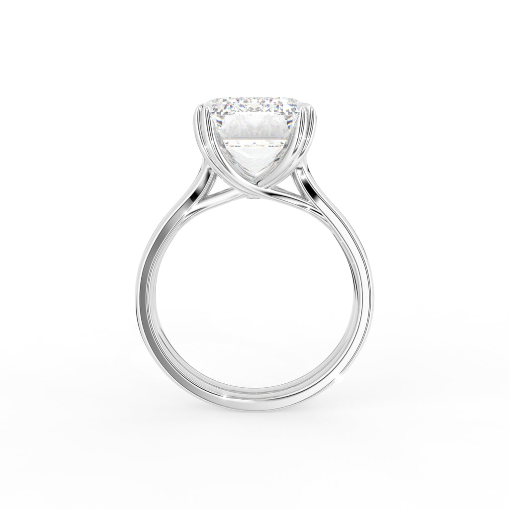 18K Emerald Cut Solitaire Diamond Ring — FRONT