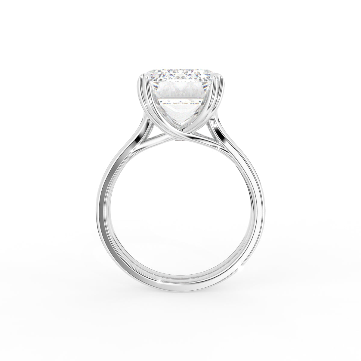 18K Emerald Cut Solitaire Diamond Ring — FRONT
