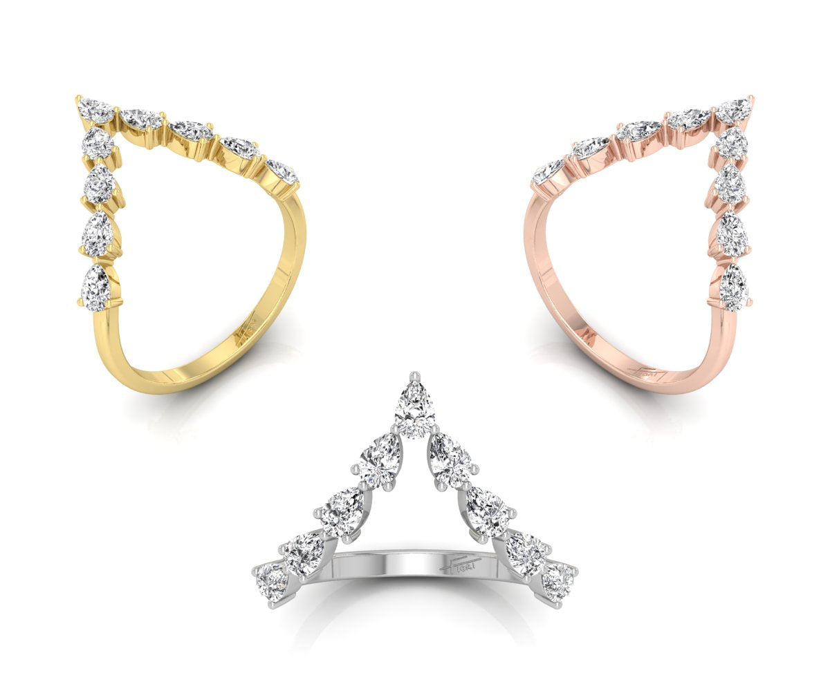 18K Bespoke Pear Diamond Ring — 3 COLOR