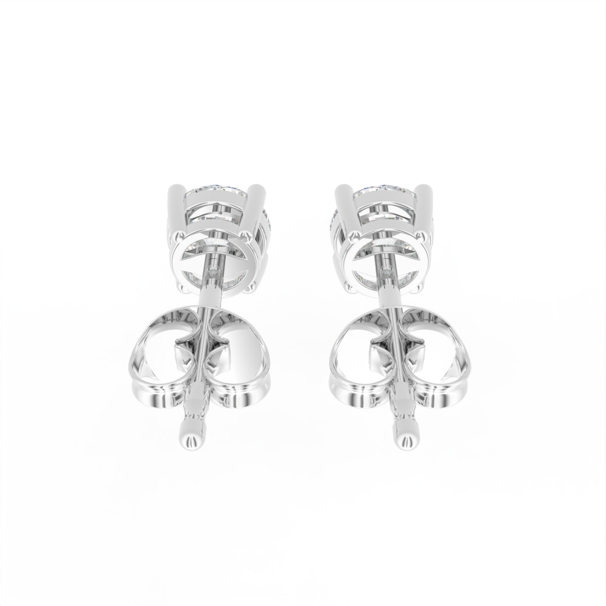 18K Stud Diamond Earrings — BACK