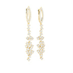 18K White Gold Round Diamond Drop Earrings — 3D VIEW