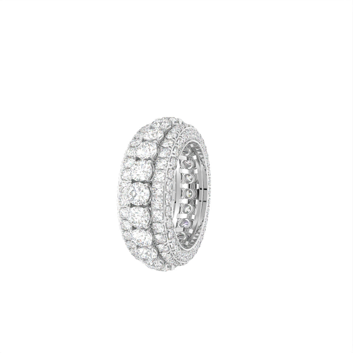 18K White Gold Eternity Round Diamond Ring — 3D VIEW