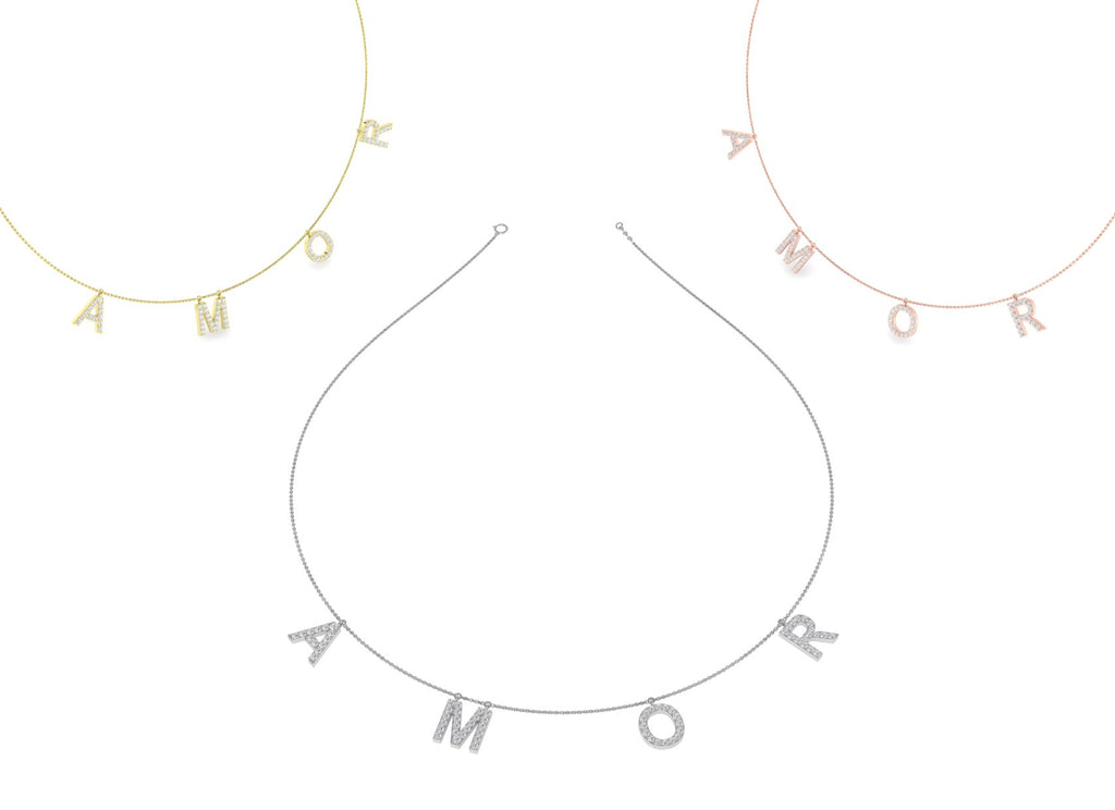 18K Amor Charm Diamond Necklace — 3 COLOR