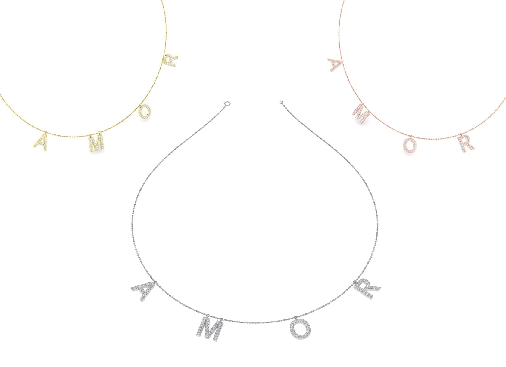 18K Amor Charm Diamond Necklace — 3 COLOR