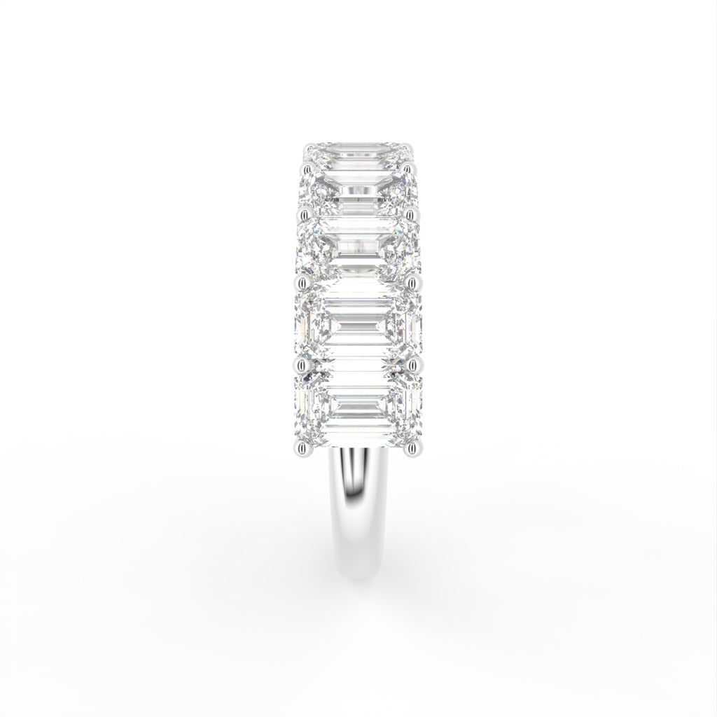 vimg:FJ4651|vimg:FJ4652|14K White Gold Half Eternity Emerald Diamond Ring — SIDE