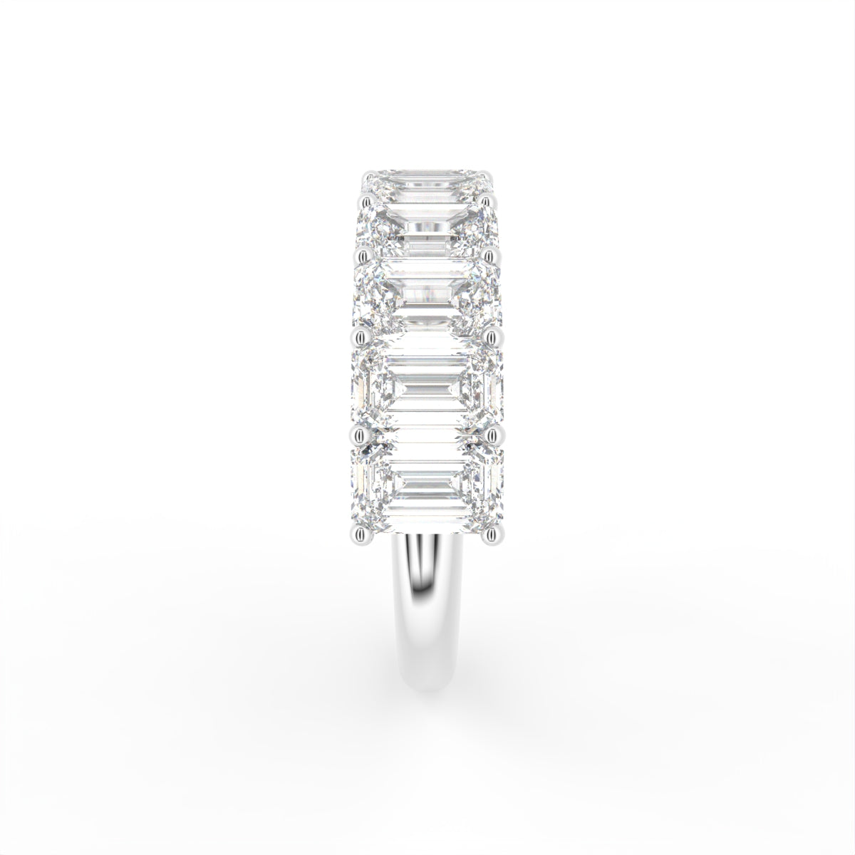 vimg:FJ4651|vimg:FJ4652|14K White Gold Half Eternity Emerald Diamond Ring — SIDE