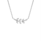18K Floral Leaf Diamond Pendant — FRONT
