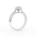 18K White Gold Halo Round Diamond Ring — 3D VIEW