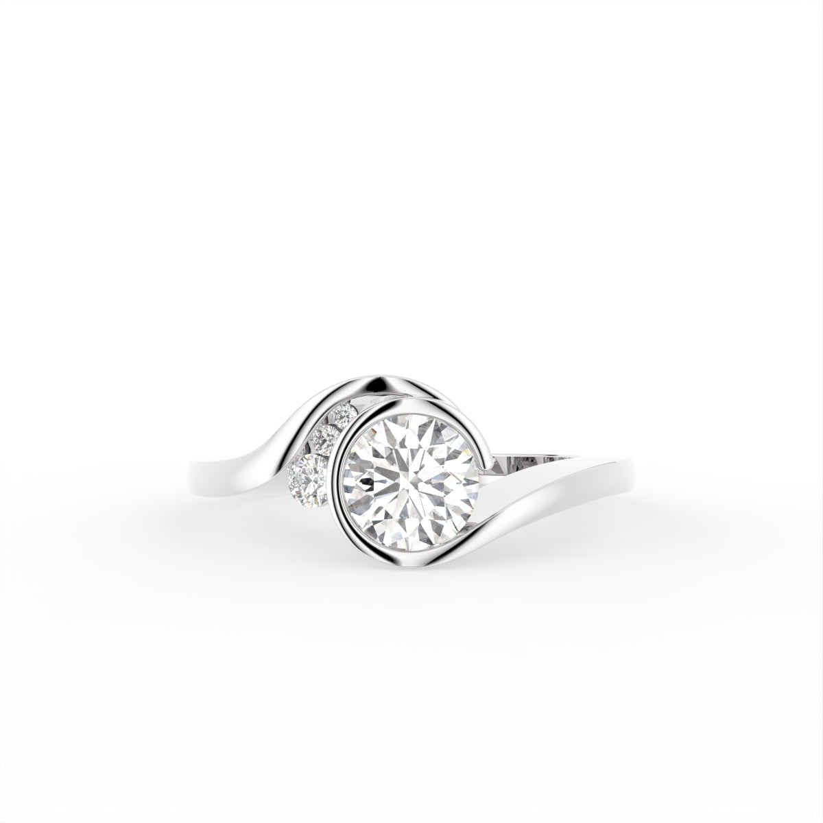 18K Solitaire Round Diamond Ring — TOP