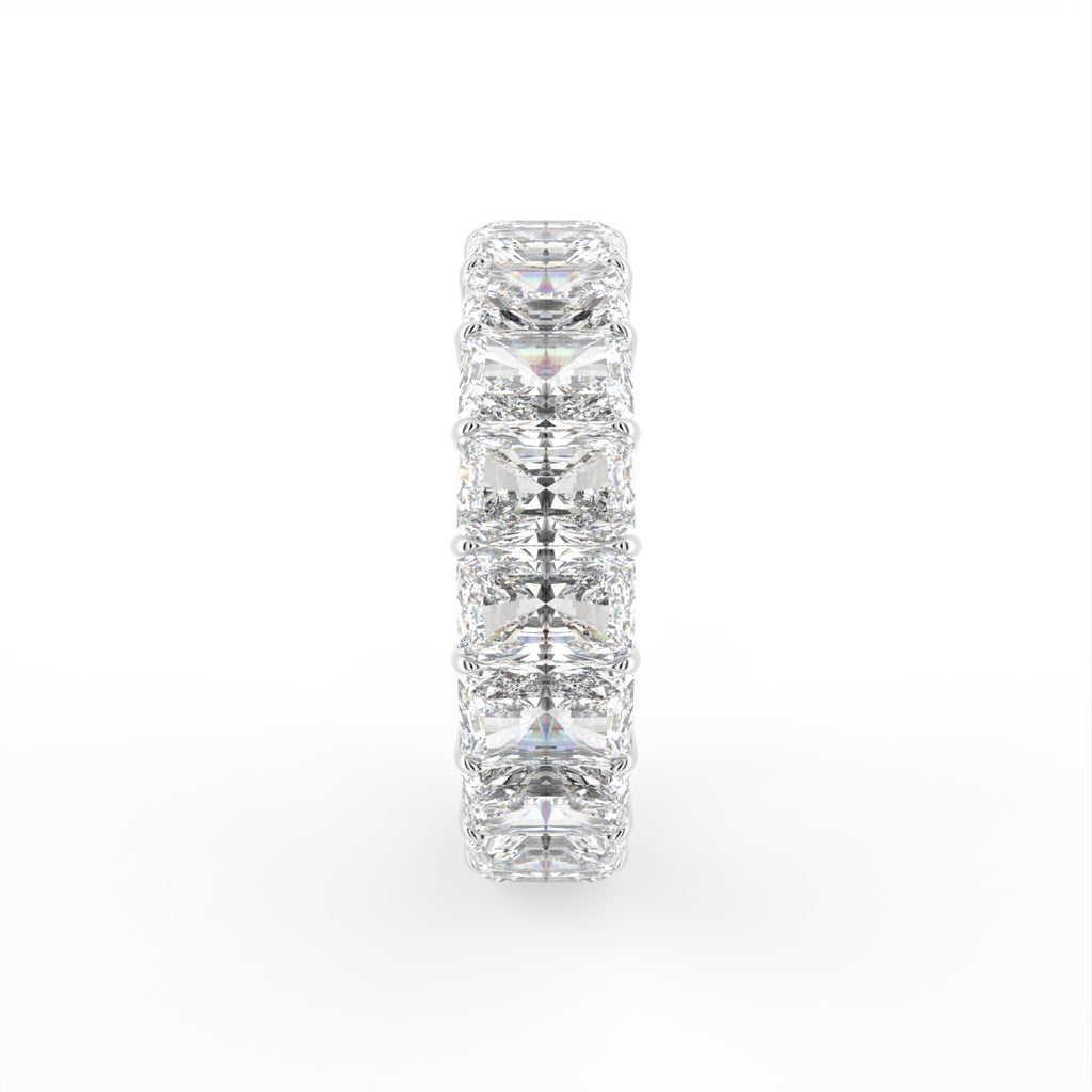 18K White Gold Radiant Diamond Eternity Ring — SIDE