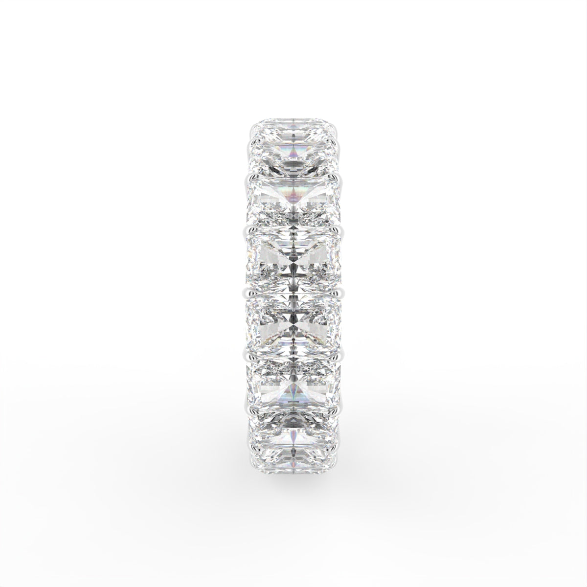 18K White Gold Radiant Diamond Eternity Ring — SIDE