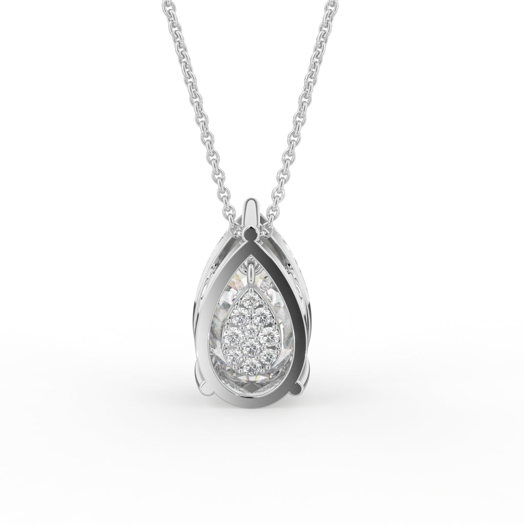 18K Solitaire Pear Diamond Pendant — BACK