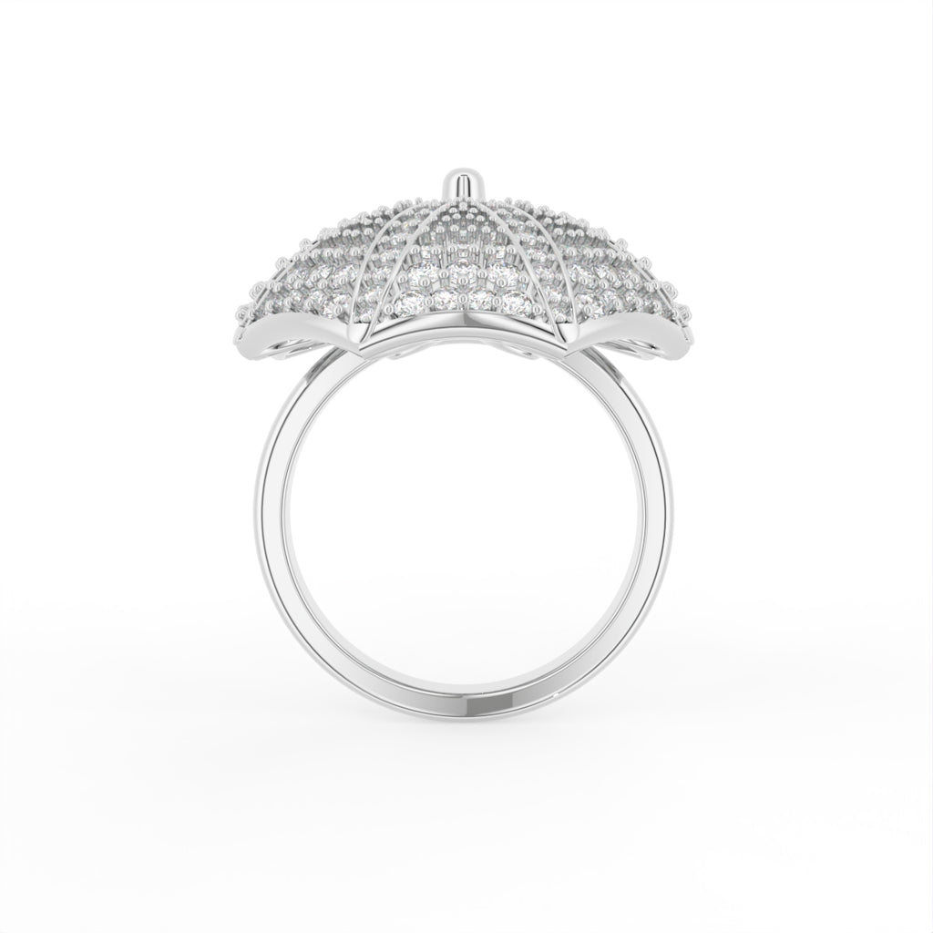 Sterling Silver Diamond Ring — FRONT/BACK