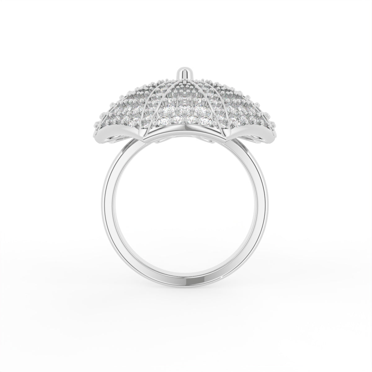 Sterling Silver Diamond Ring — FRONT/BACK