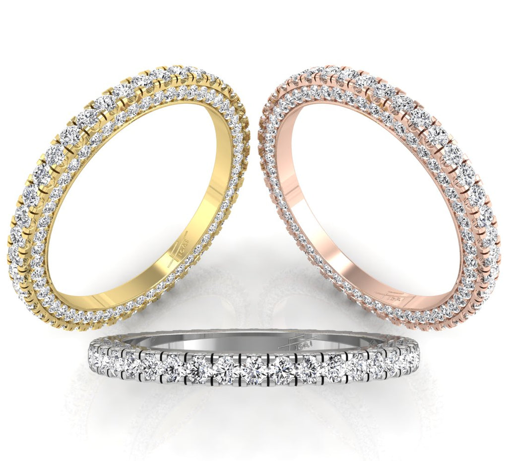18K Full Eternity Round Diamond Ring — 3 COLOR