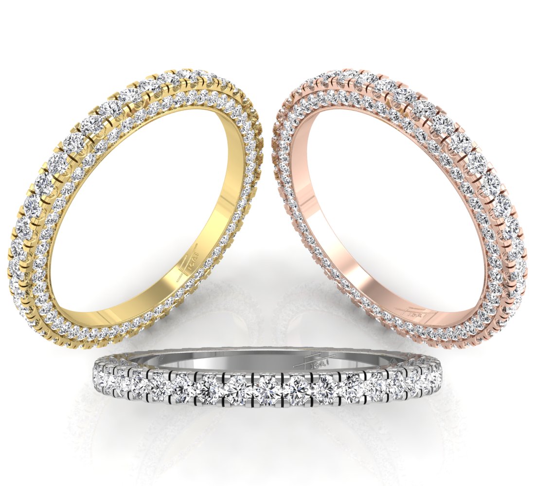 18K Full Eternity Round Diamond Ring — 3 COLOR