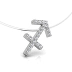 18K White Gold Zodiac Round Diamond Pendant — RIGHT