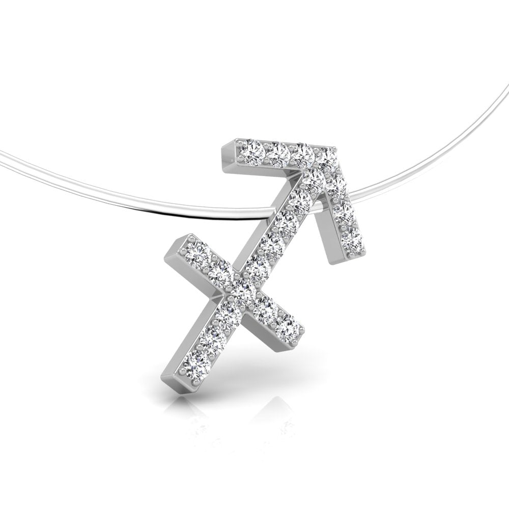 18K White Gold Zodiac Round Diamond Pendant — RIGHT