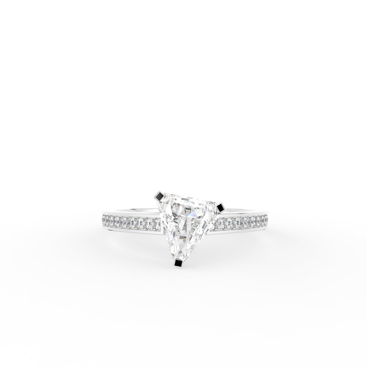 18K Solitaire Triangle Diamond Ring — TOP
