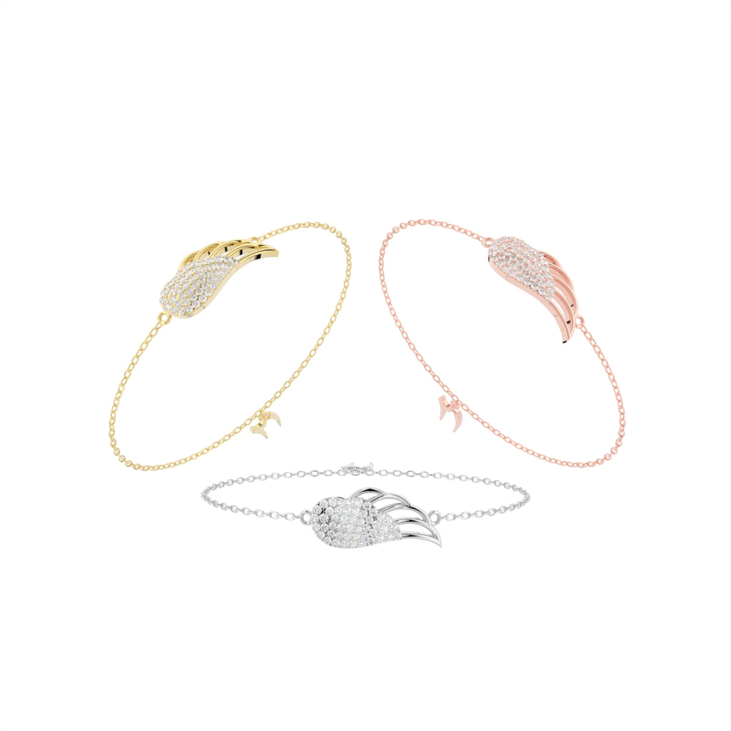 18K Gold Swan Diamond Bracelet — 3 COLOR