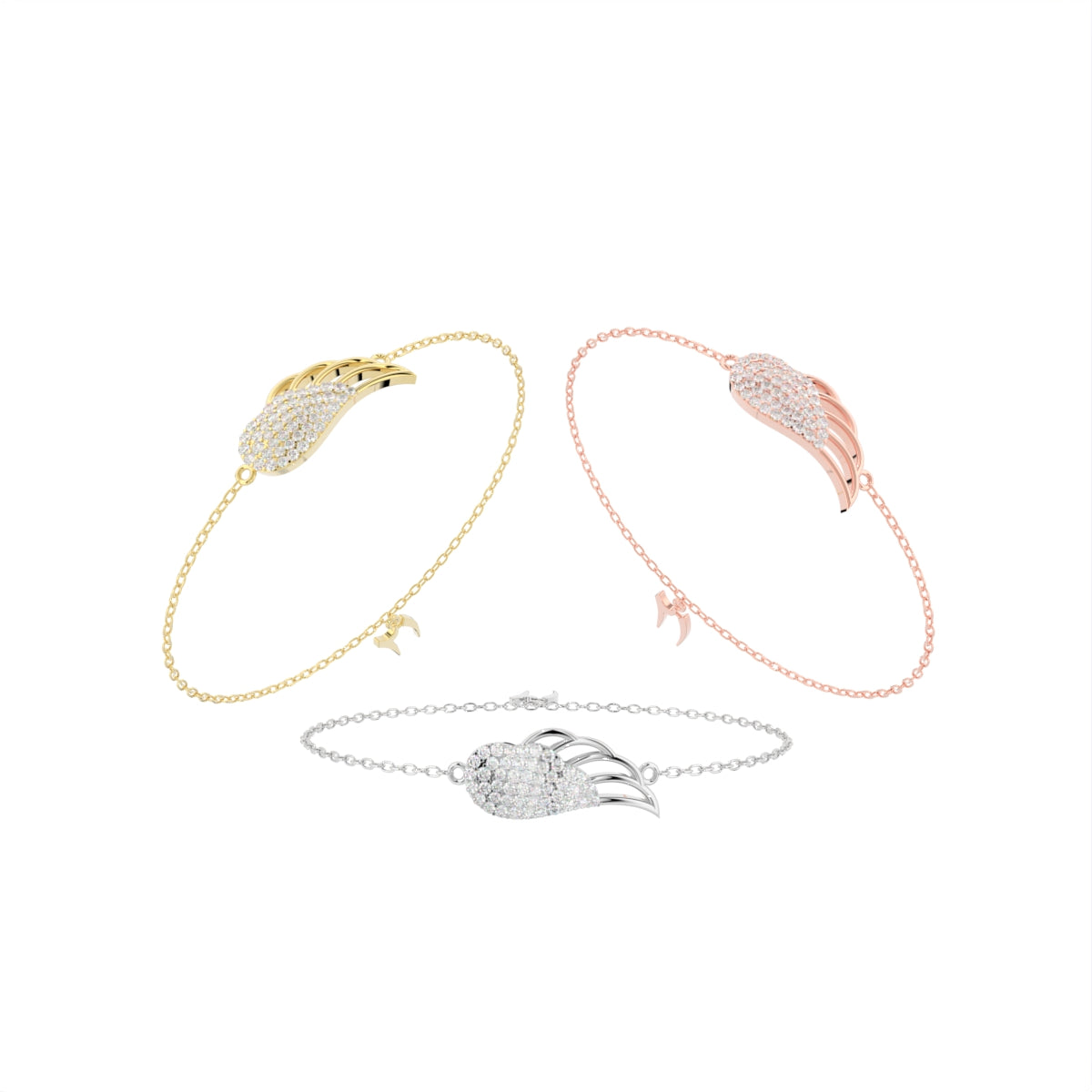 18K Gold Swan Diamond Bracelet — 3 COLOR
