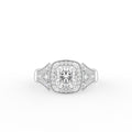 18K Bespoke Cushion Halo Diamond Ring — TOP