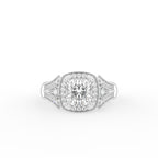18K Bespoke Cushion Halo Diamond Ring — TOP