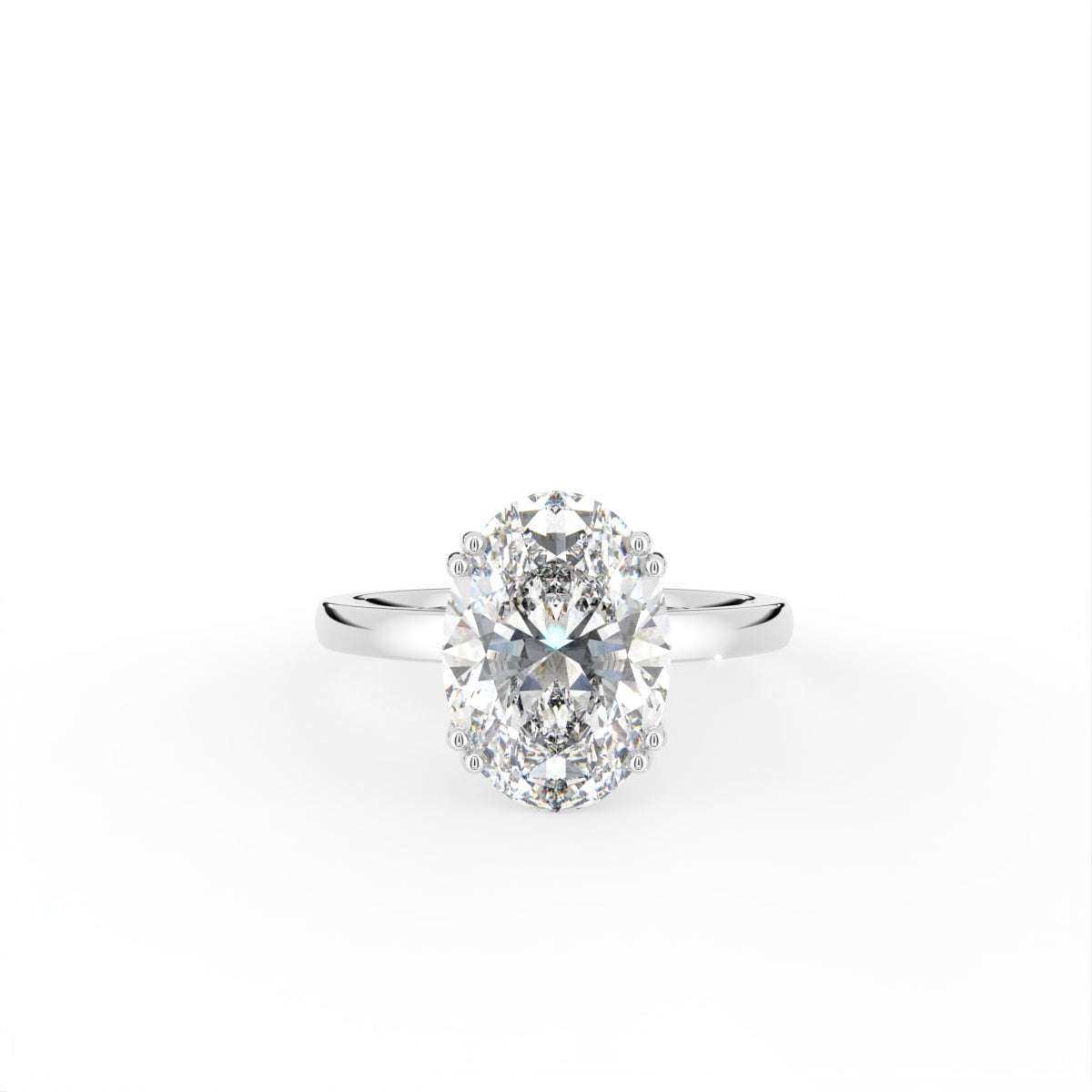 18K Solitaire Oval Diamond Engagement Ring — TOP