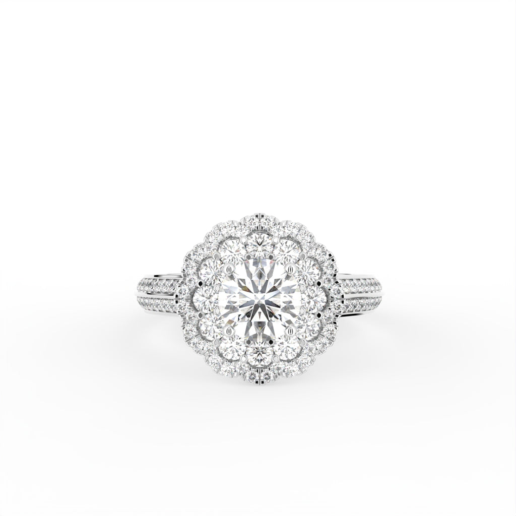 18K Halo Round Diamond Engagement Ring — TOP