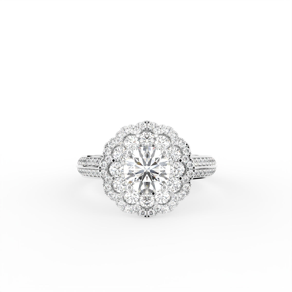 18K Halo Round Diamond Engagement Ring — TOP