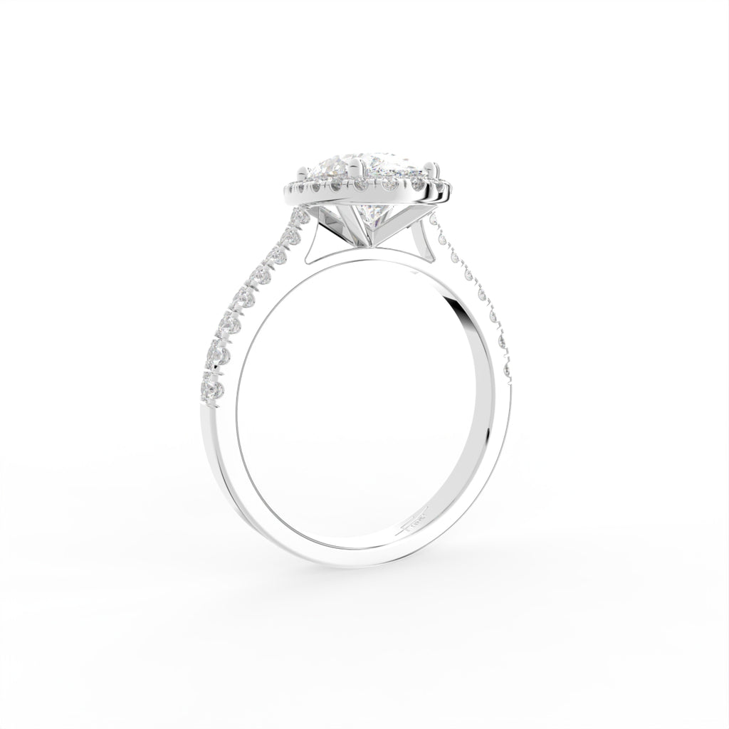 18K Halo Oval Diamond Ring — 3D VIEW