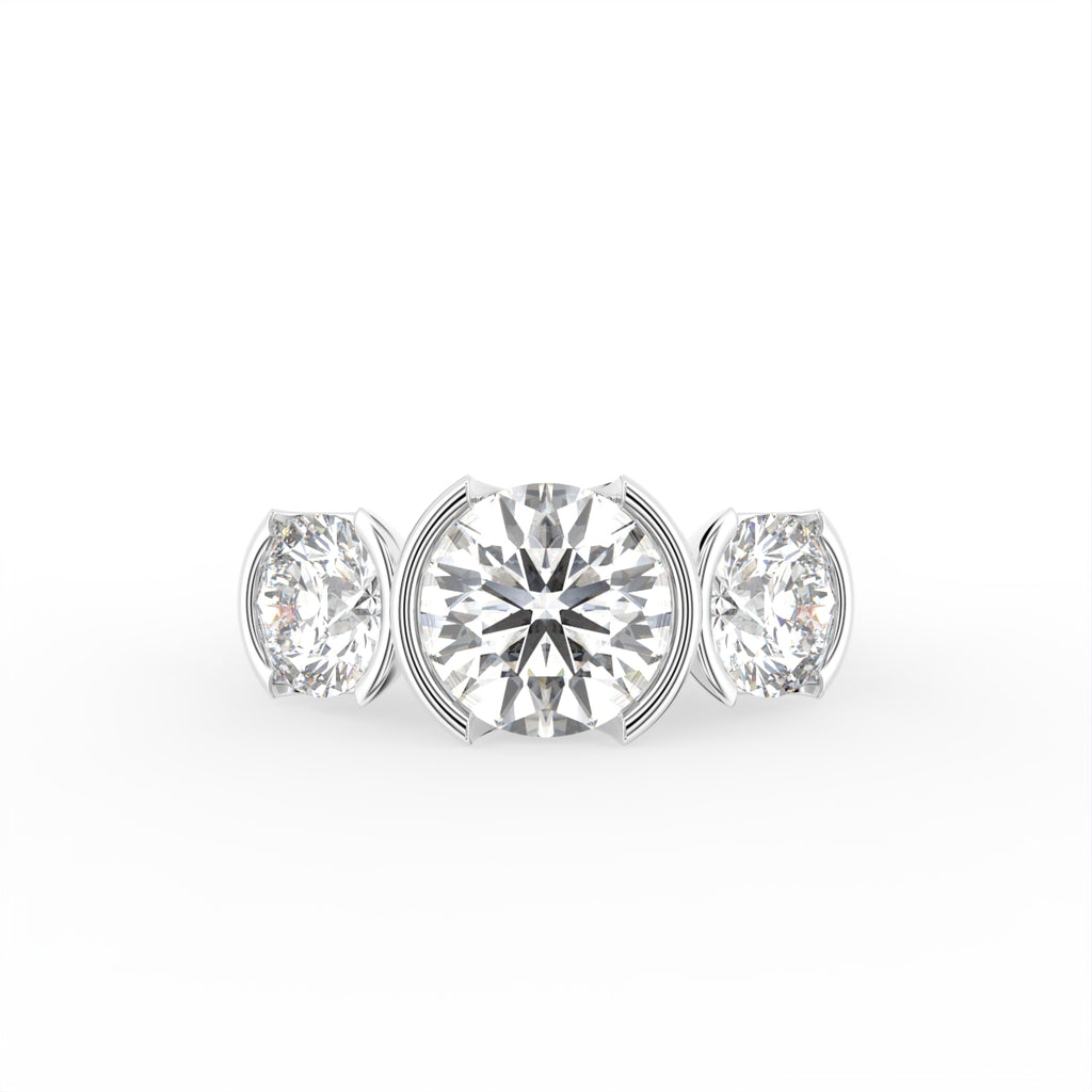 18K Yellow Gold Trilogy Round Diamond Ring — TOP