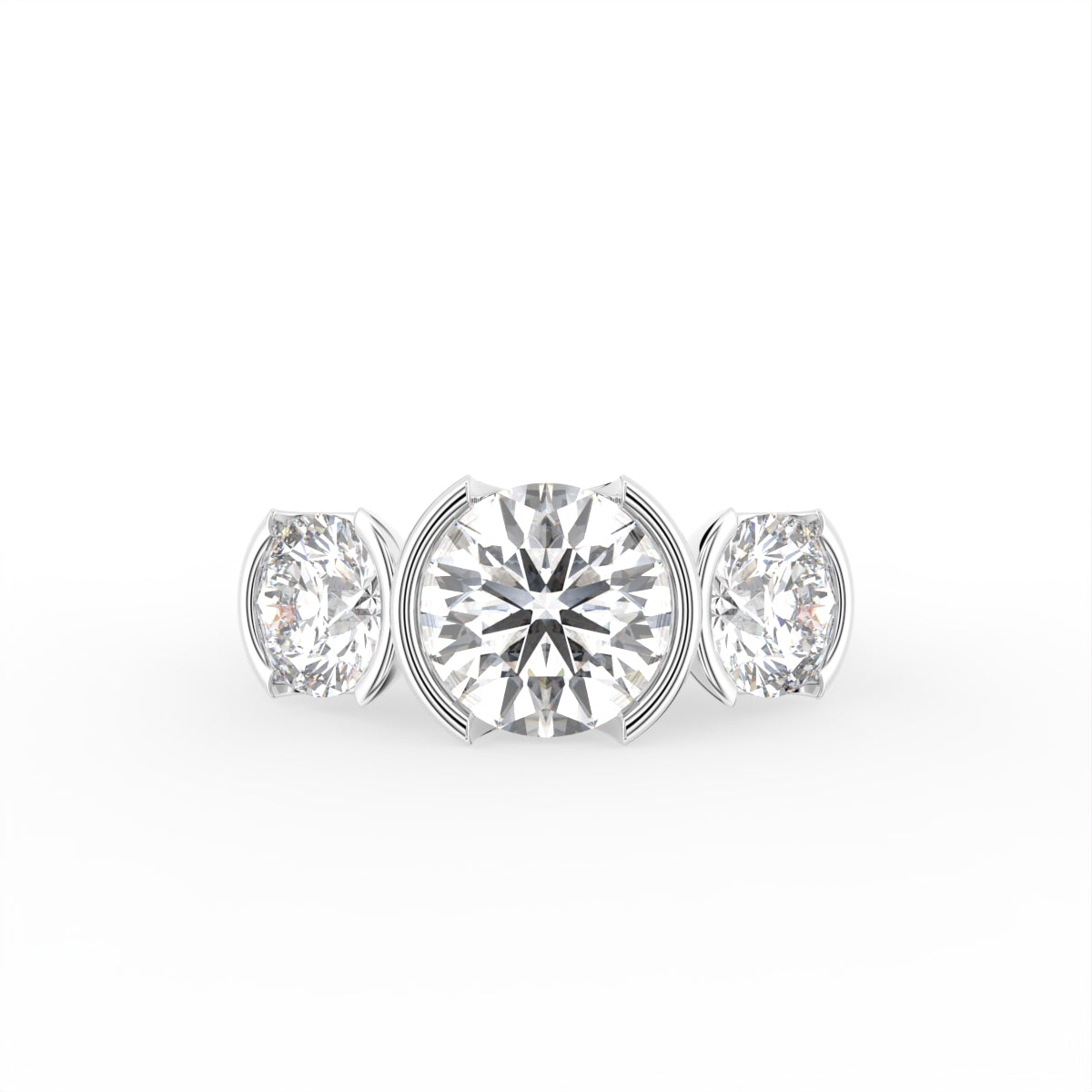 18K Yellow Gold Trilogy Round Diamond Ring — TOP