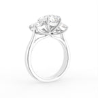 18K White Gold Trilogy Emerald Diamond Ring — 3D VIEW