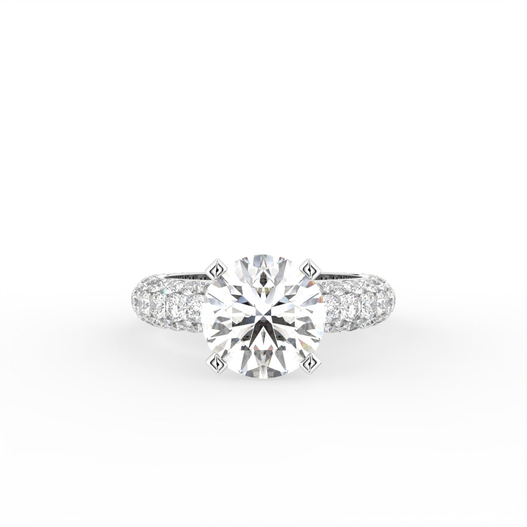 18K Halo Round Brilliant Diamond Engagement Ring — TOP