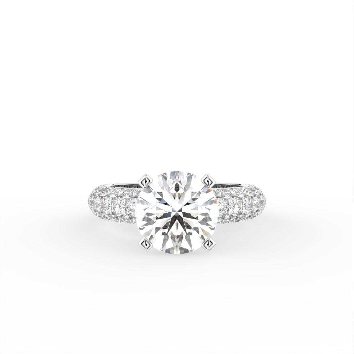 18K Halo Round Brilliant Diamond Engagement Ring — TOP