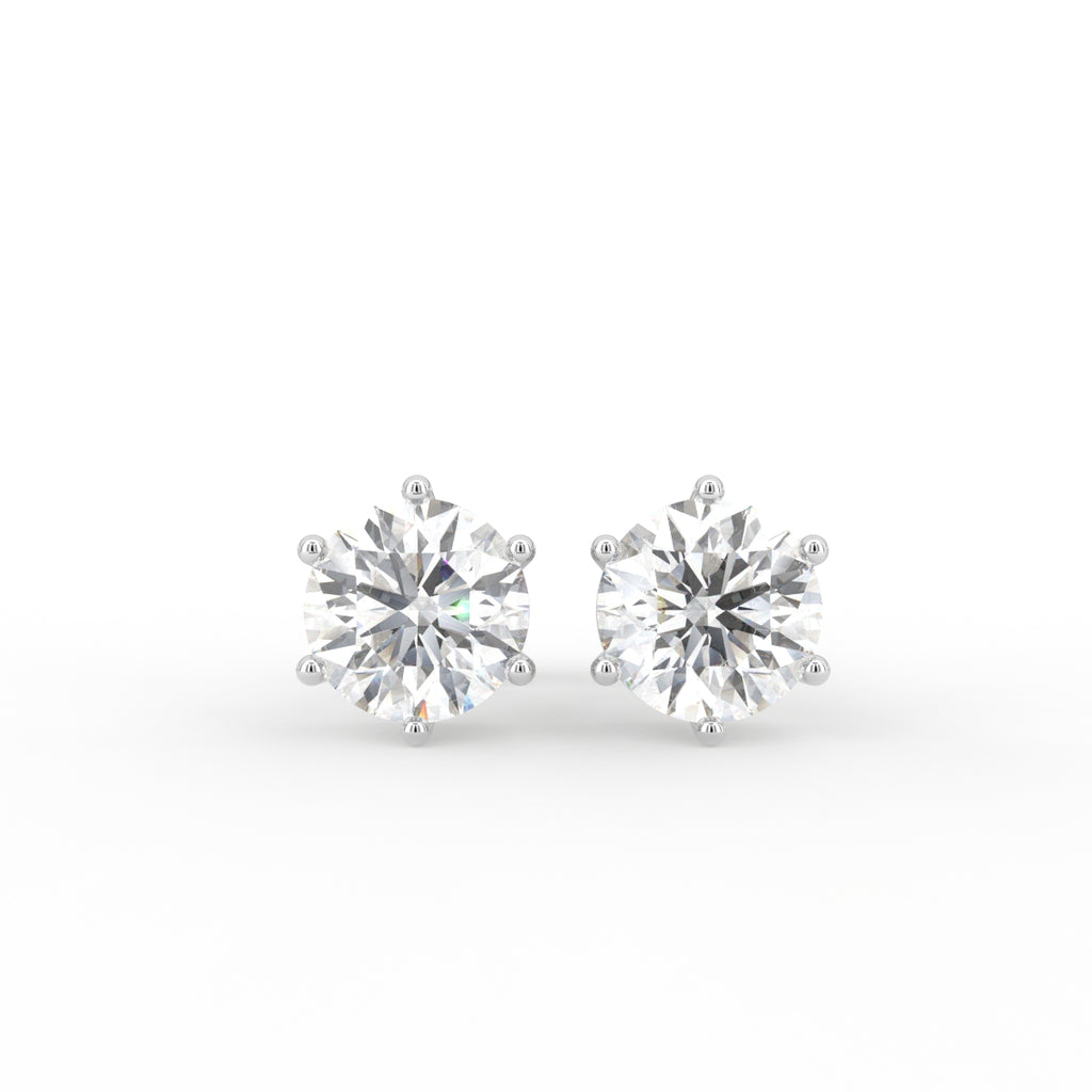 18K Round Solitaire Diamond Earrings — TOP