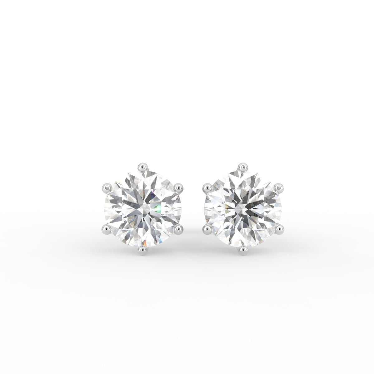 18K Round Solitaire Diamond Earrings — TOP