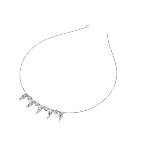 14K Oval Diamond Choker Necklace — 3D VIEW