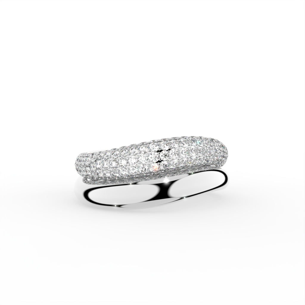 18K Yellow Gold Round Diamond Band Ring — TOP