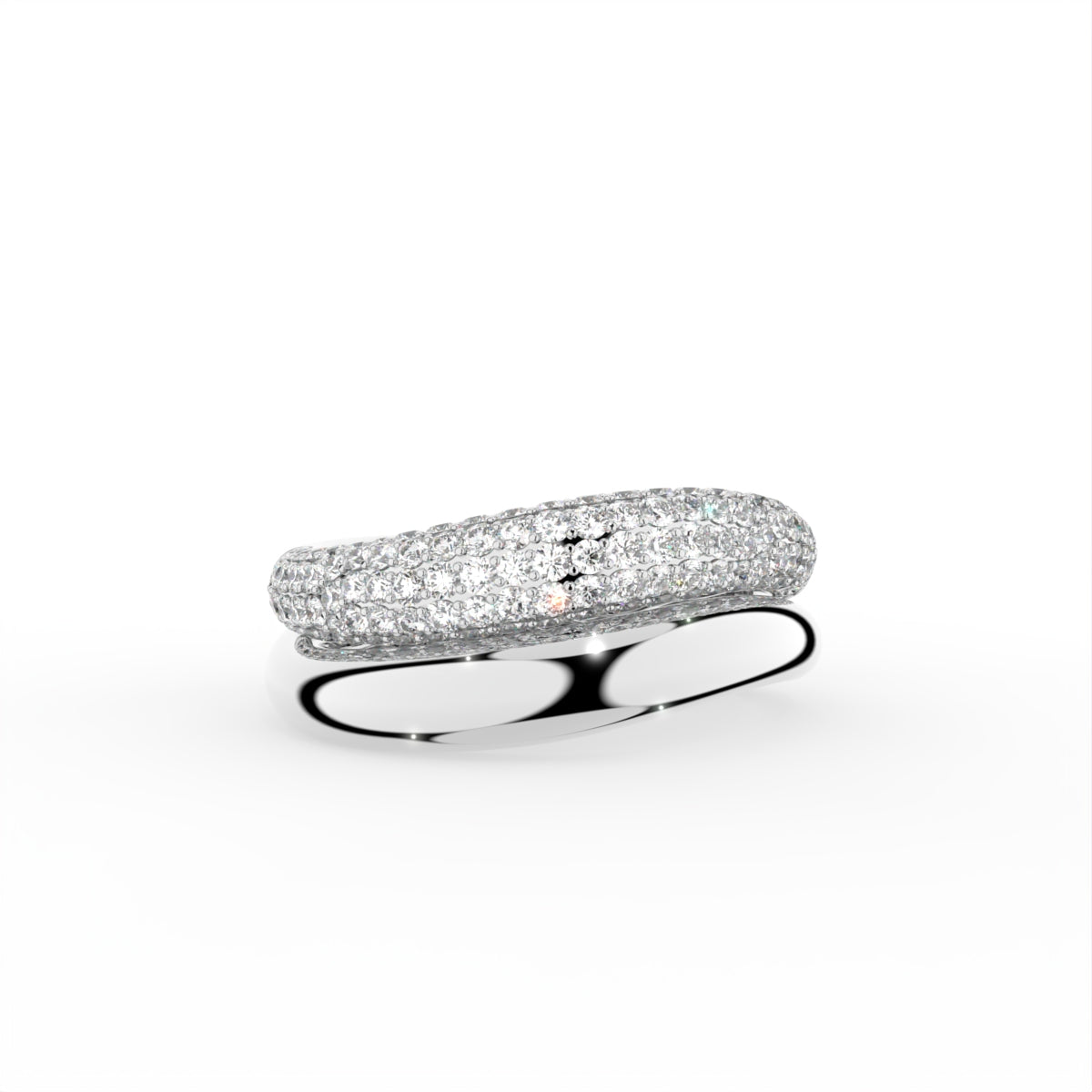 18K Yellow Gold Round Diamond Band Ring — TOP