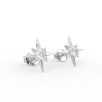 18K Starburst Diamond Earrings — 3D VIEW