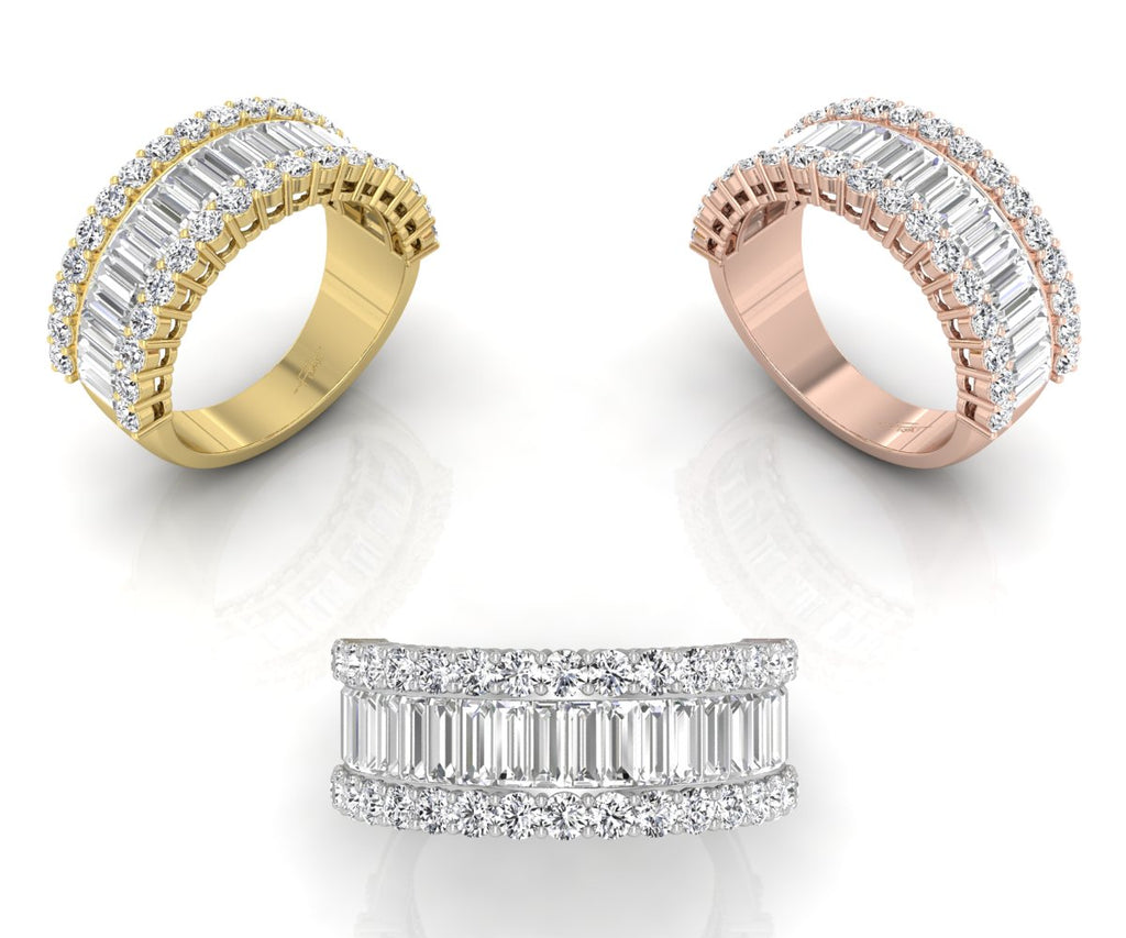 18K Eternity Baguette Diamond Ring — 3 COLOR