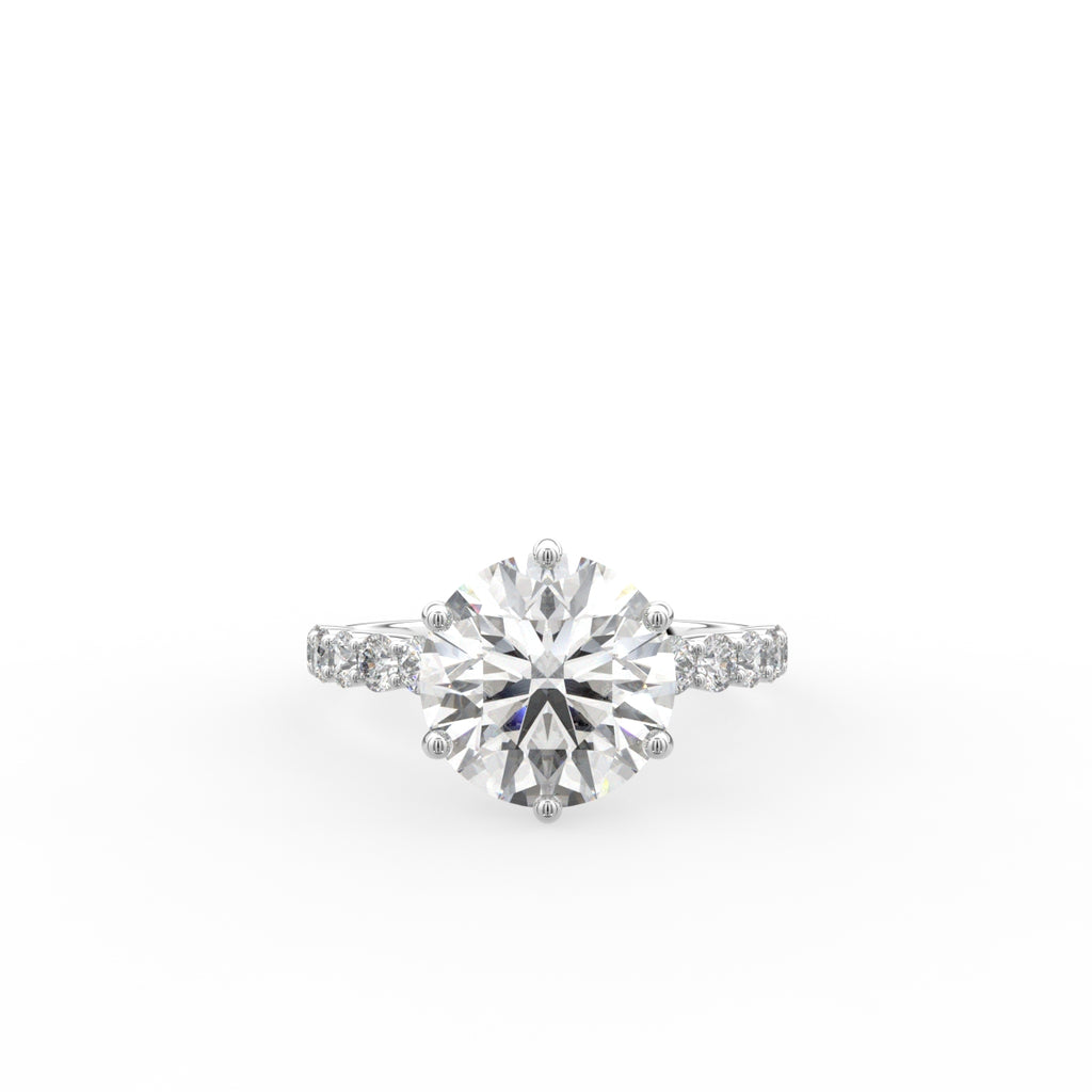 18K Round Diamond Engagement Solitaire Ring — TOP