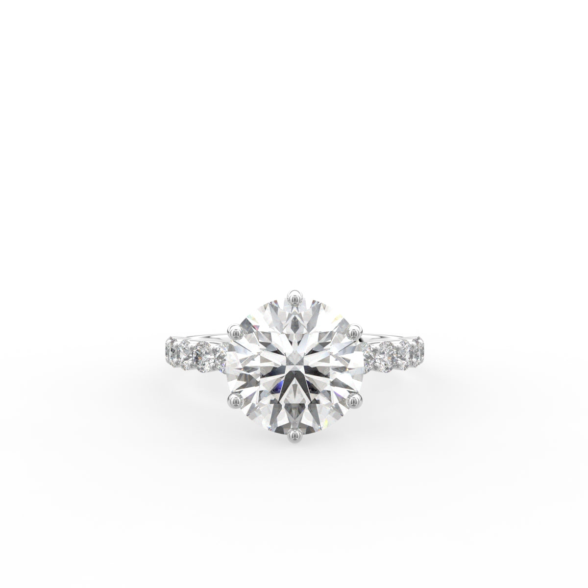 18K Round Diamond Engagement Solitaire Ring — TOP